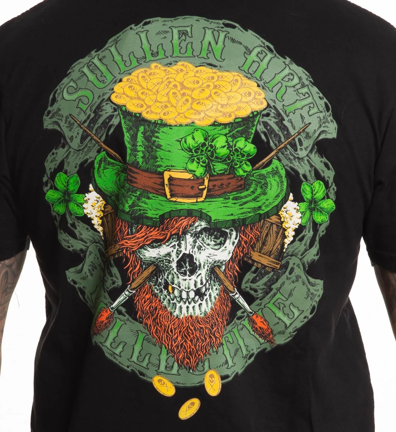 Sullen Men's Luck Badge St. Patricks Day Capsule Tattoo Lifestyle Graphic Premium Short Sleeve Tee Black