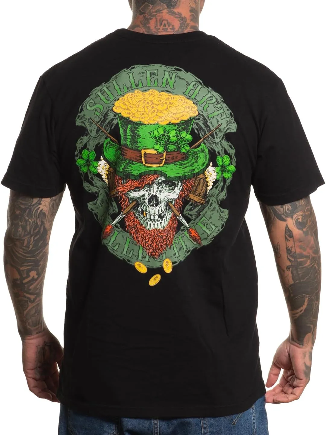 Sullen Men's Luck Badge St. Patricks Day Capsule Tattoo Lifestyle Graphic Premium Short Sleeve Tee Black