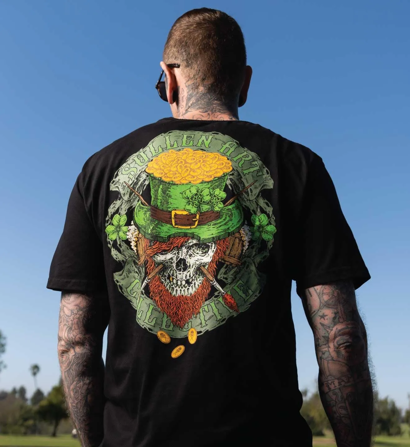 Sullen Men's Luck Badge St. Patricks Day Capsule Tattoo Lifestyle Graphic Premium Short Sleeve Tee Black