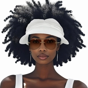 Sun Visor Hat & Oversized Aviator Sunglasses Set – Women's Foldable No Headache Sun Hat, Fashion Sunglasses