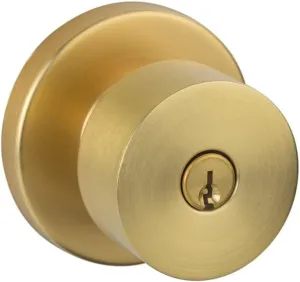 Sure-Loc BG107 Bergen Single Cylinder Keyed Entry Door Knob Set with Round Rose - Satin Brass