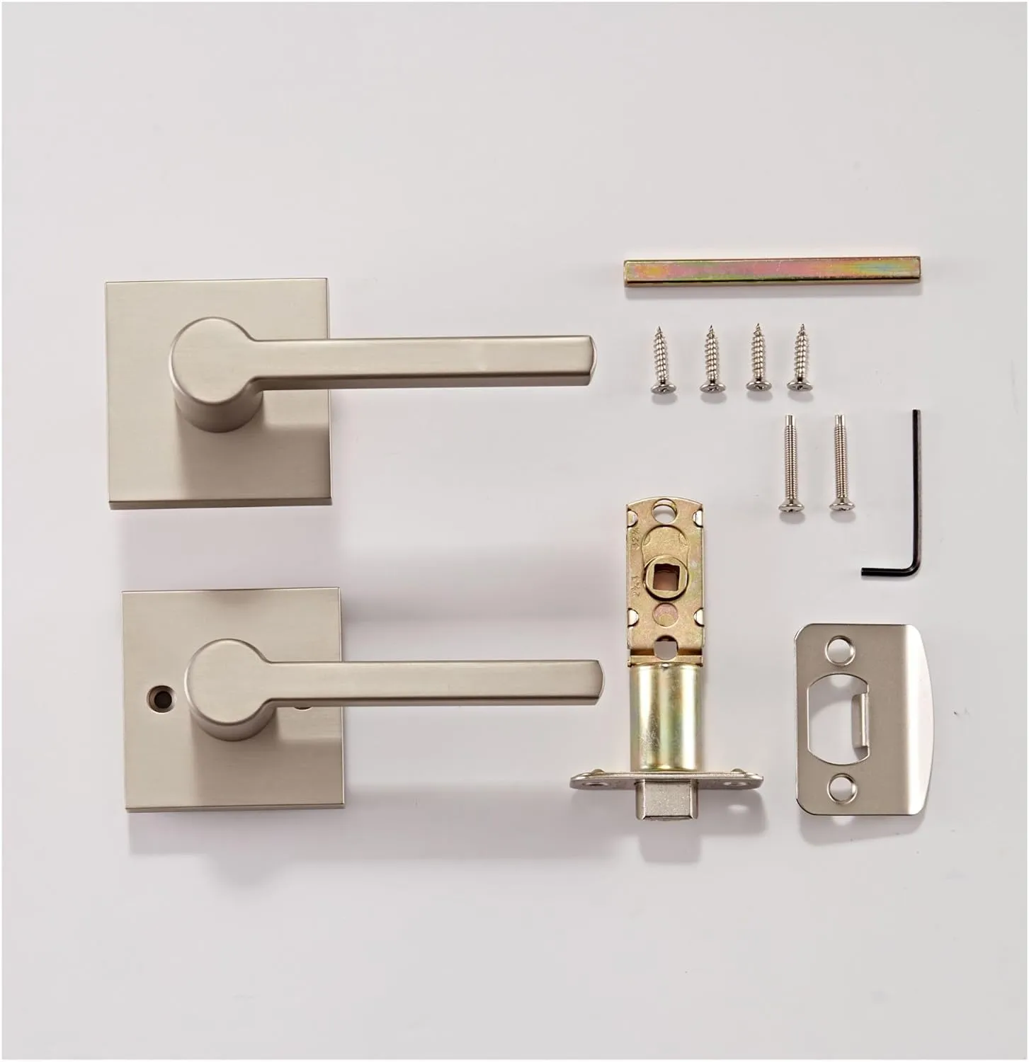 Sure-Loc VN101 Verona Passage Door Lever Set with Square Rose - Satin Nickel