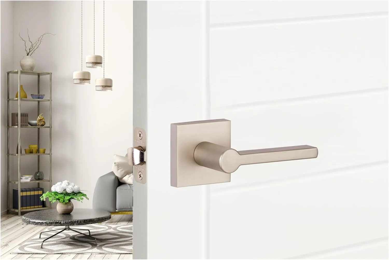 Sure-Loc VN101 Verona Passage Door Lever Set with Square Rose - Satin Nickel