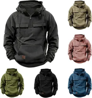 Tactical Sweatshirts for Men Hoodies Winter Long Sleeve Workout Gym Cargo Pullover Sports Outdoor Fashion Jackets
