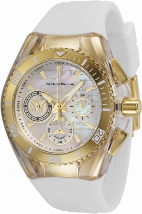 TechnoMarine Women's Cruise California Quartz Watch, Stainless Steel, Silicone Strap, 26.25 (Model: TM120028) (White)