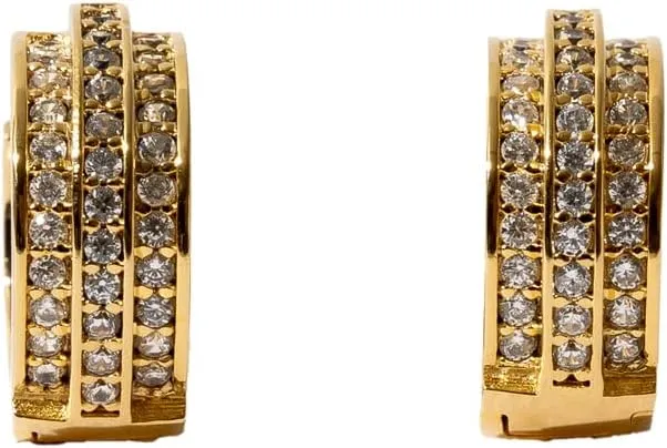 Tennis Earrings (Gold Color) – Designed in Korea, Crafted with Precision