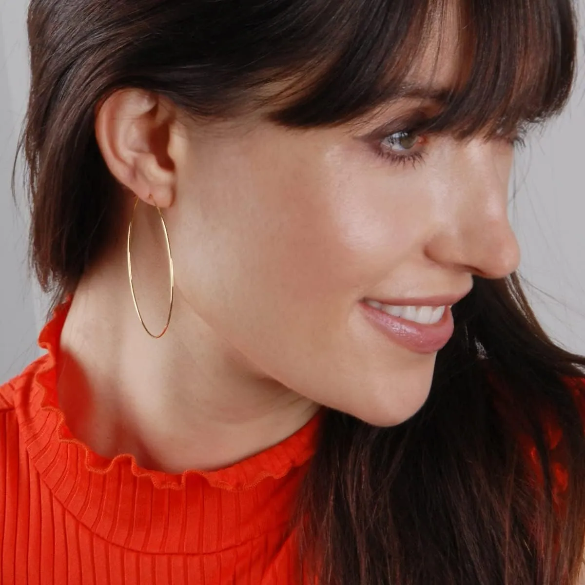 Thin Hoop Earrings for Women - Hypoallergenic Lightweight Wire Threader Loop Drop Dangles - Safe for Sensitive Ears - Plated in 925 Sterling Silver or 18K Gold