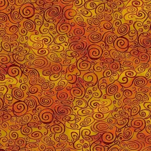 Timeless Treasures Rust Swirly Scrolls Metallic Blender Cotton Fabric by The Yard