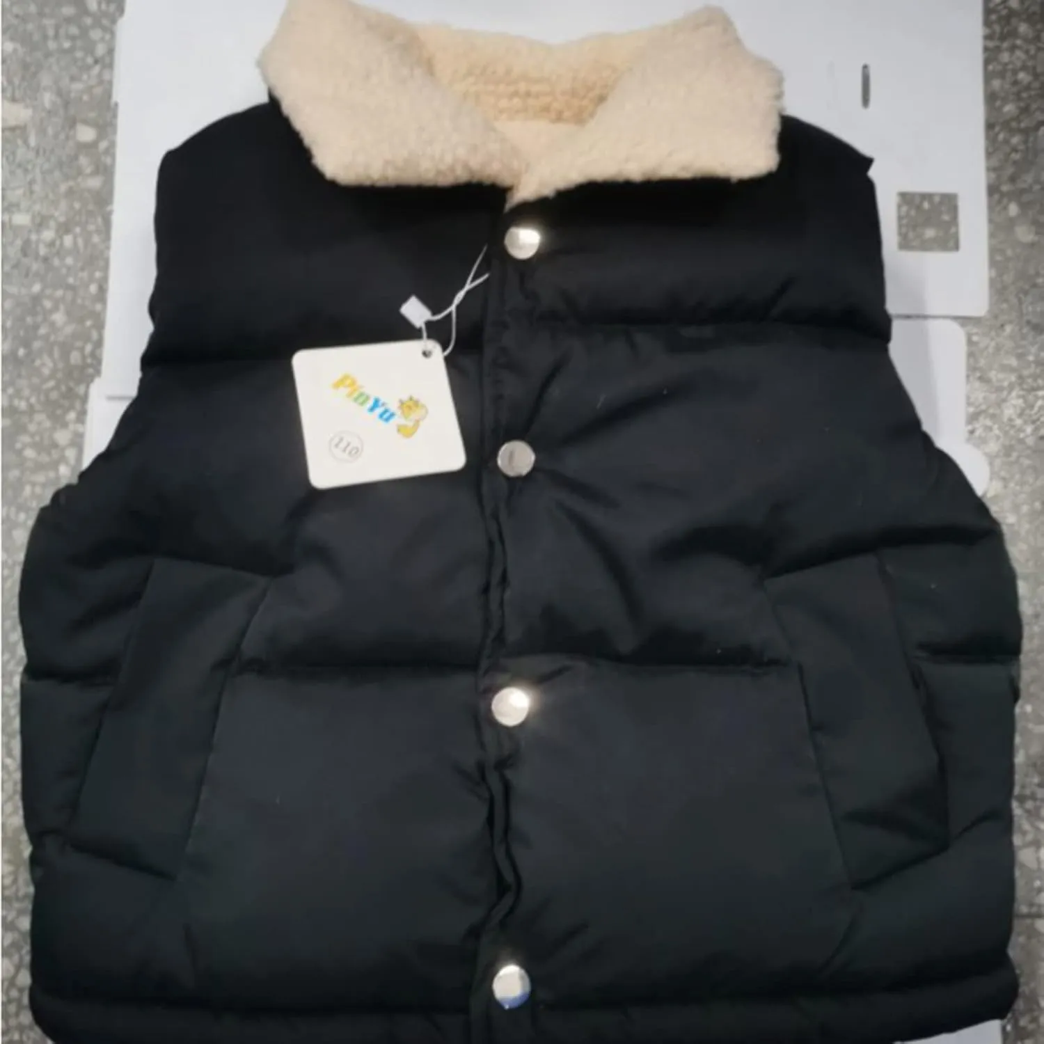 Toddler Boys Girls Puffer Vest Fuzzy Fleece Sleeveless Coat Winter Sherpa Lined Quilted Bubble Vest Down Waistcoat
