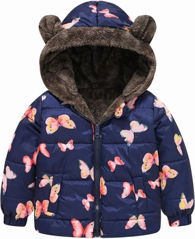 Toddler Winter Coat Boys Girls Bear Ears Hooded Puffer Jacket Fleece Lined Padded Down Coat Baby Quilted Bubble Coat