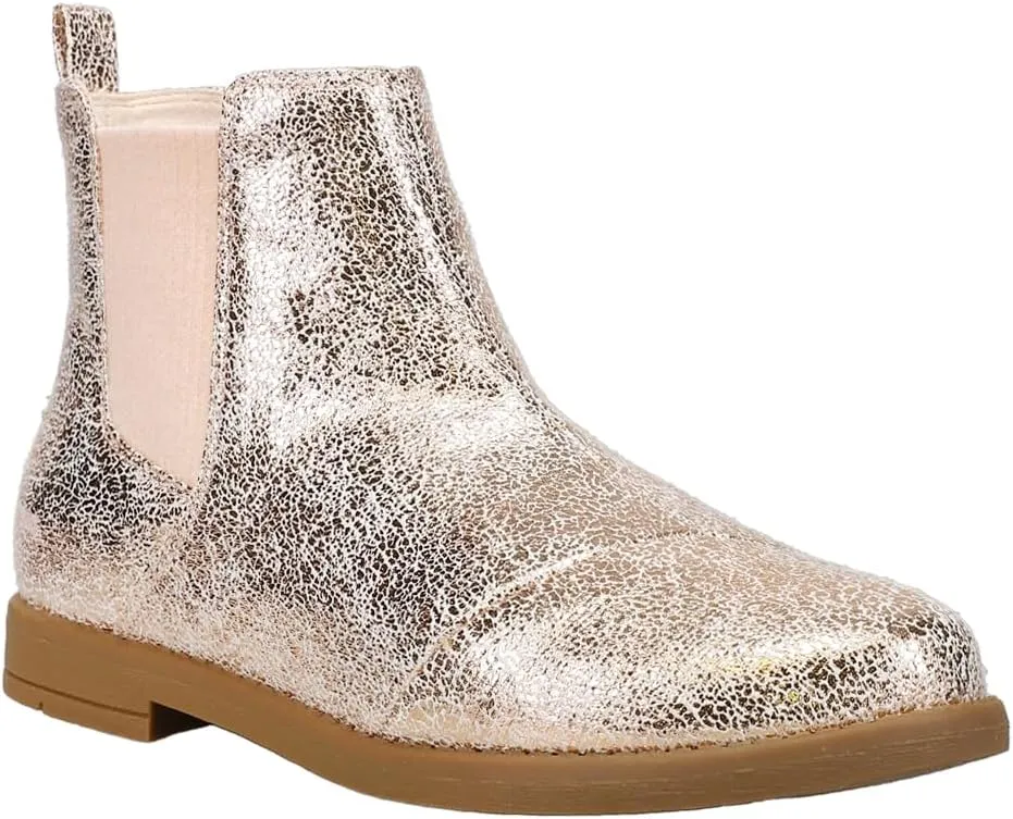 TOMS Kids Girls Charlie Metallic Round Toe Pull On Casual Boots Ankle - Gold