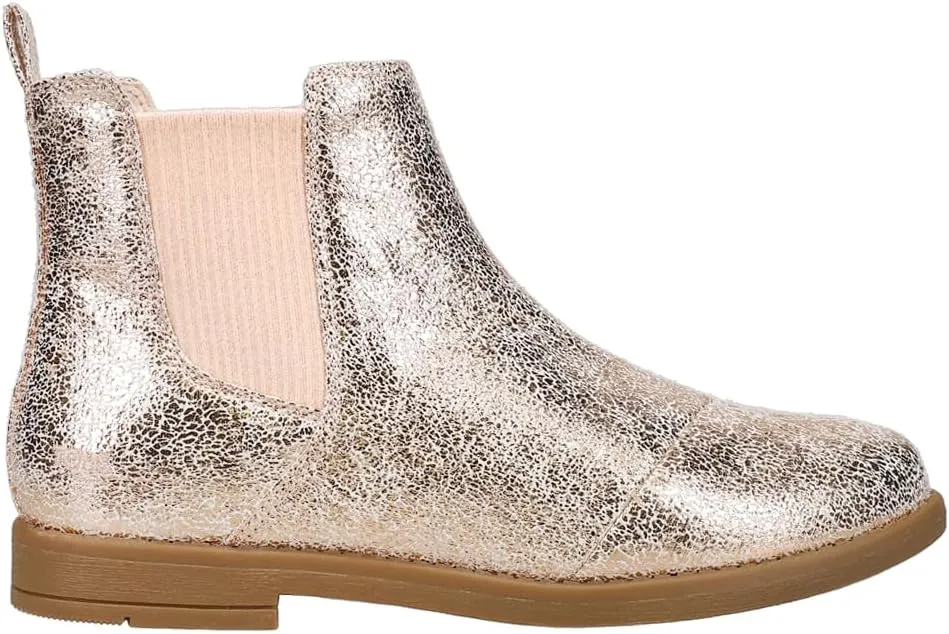 TOMS Kids Girls Charlie Metallic Round Toe Pull On Casual Boots Ankle - Gold