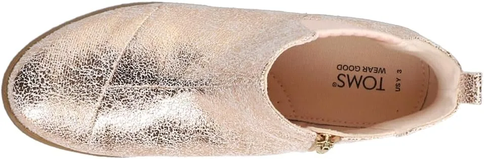 TOMS Kids Girls Charlie Metallic Round Toe Pull On Casual Boots Ankle - Gold