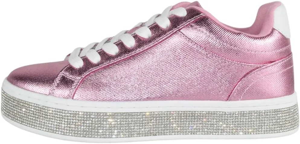 TOP Moda Shoes Women Flat Fashion Platform Sneakers Crystals Rhinestone Bling Lace Up Aerie-1