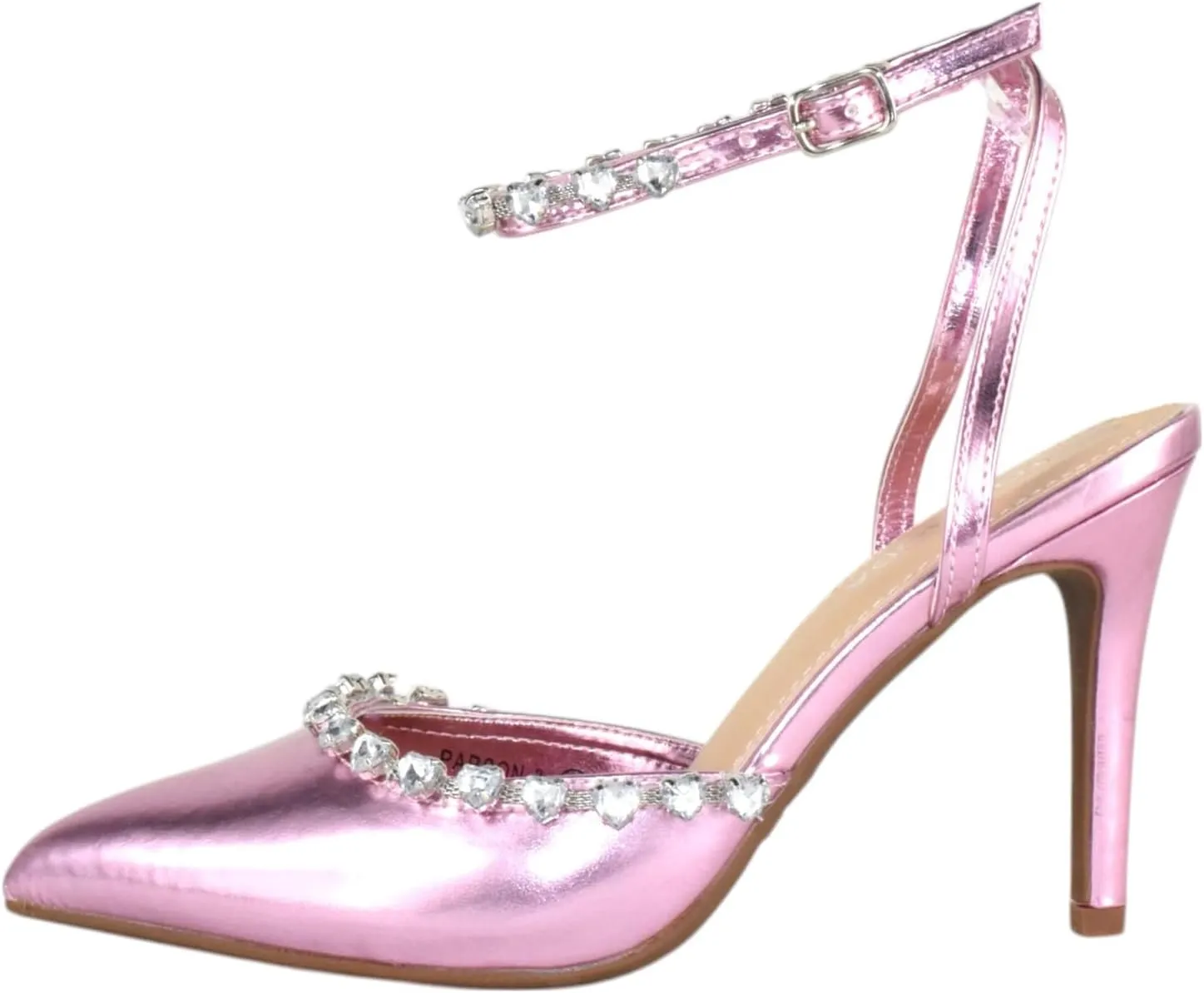 TOP Moda Shoes Women Stiletto High Heels Pointed-Toe Ankle Strap Bling Rhinestone Parson