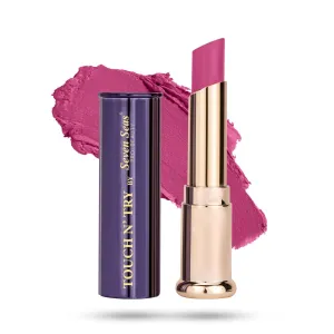 Touch N Try Matte Li.pstick | Non Transfer Li.pstick for Women | Long Lasting and Smudgeproof Li.pstick for Face Makeup | Single Stroke Application (French Rose 1, 3.8g)