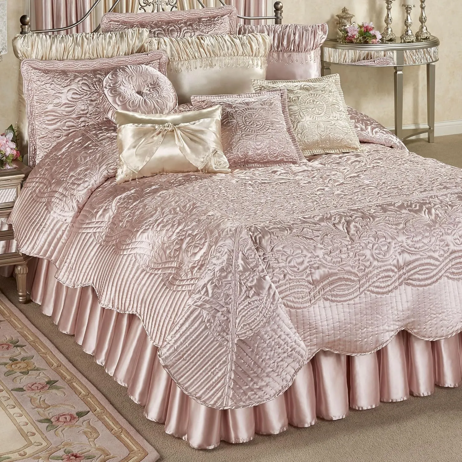 Touch of Class Prima Quilted Bedding | Rose Quartz Coverlet Set | 4 Piece King Set