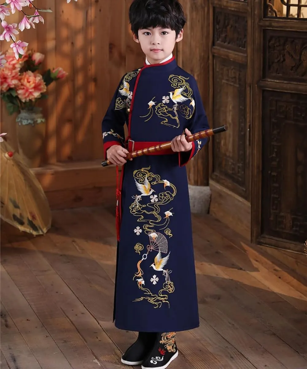 Traditional Chinese Hanfu for Kids, Ancient Costume with Embroidery, Sizes 110-170