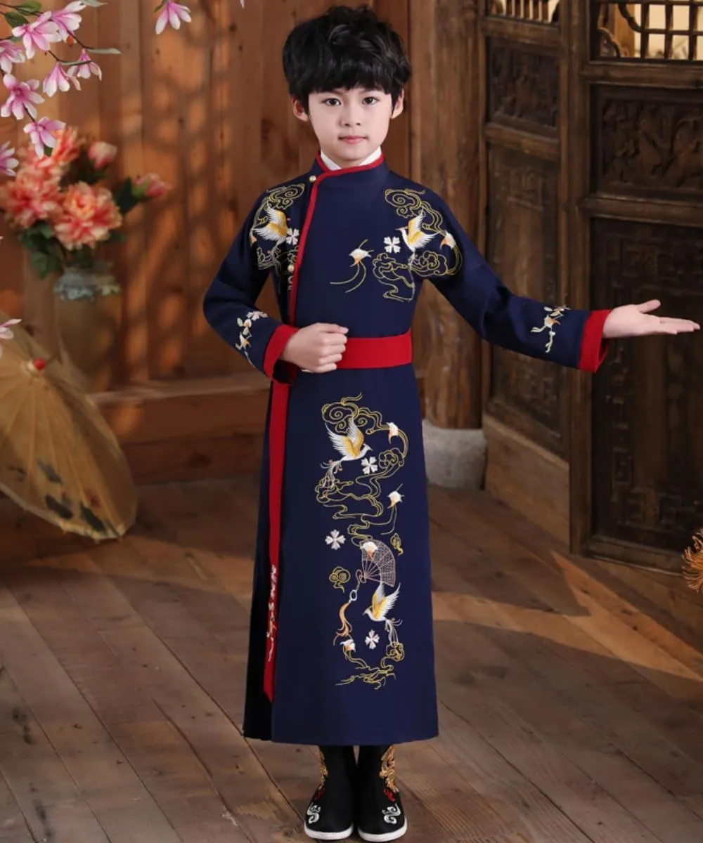 Traditional Chinese Hanfu for Kids, Ancient Costume with Embroidery, Sizes 110-170