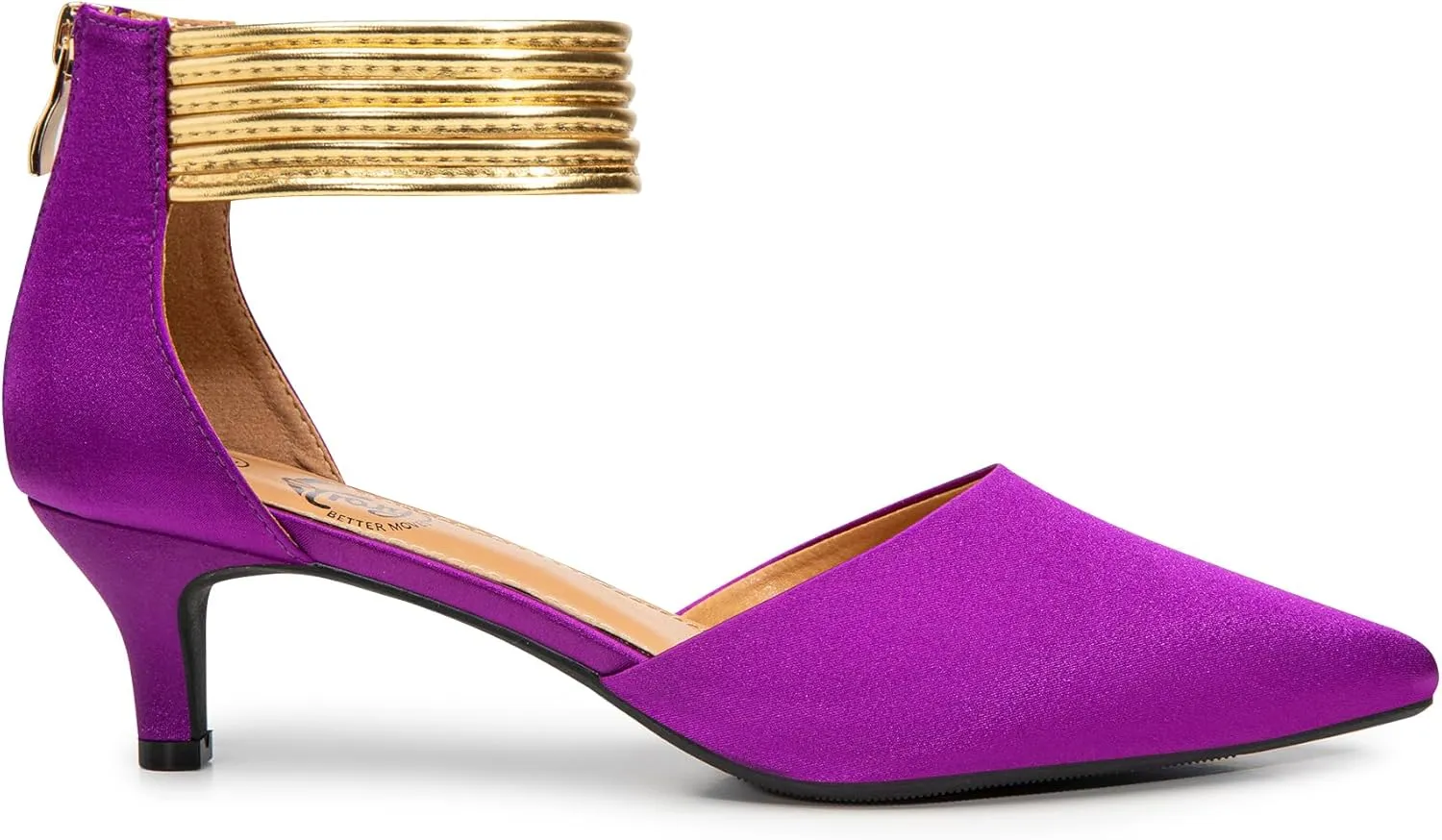 Trary Kitten Heels for Women Closed Pointed Toe Low Stiletto Heels Pumps Shoes Women Comfortable Ankle Strap Pumps 2" Heel Party Dressy Shoes