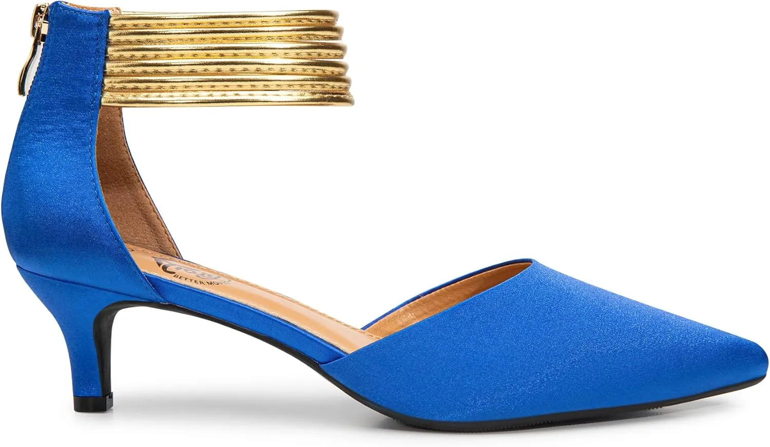 Trary Kitten Heels for Women Closed Pointed Toe Low Stiletto Heels Pumps Shoes Women Comfortable Ankle Strap Pumps 2" Heel Party Dressy Shoes