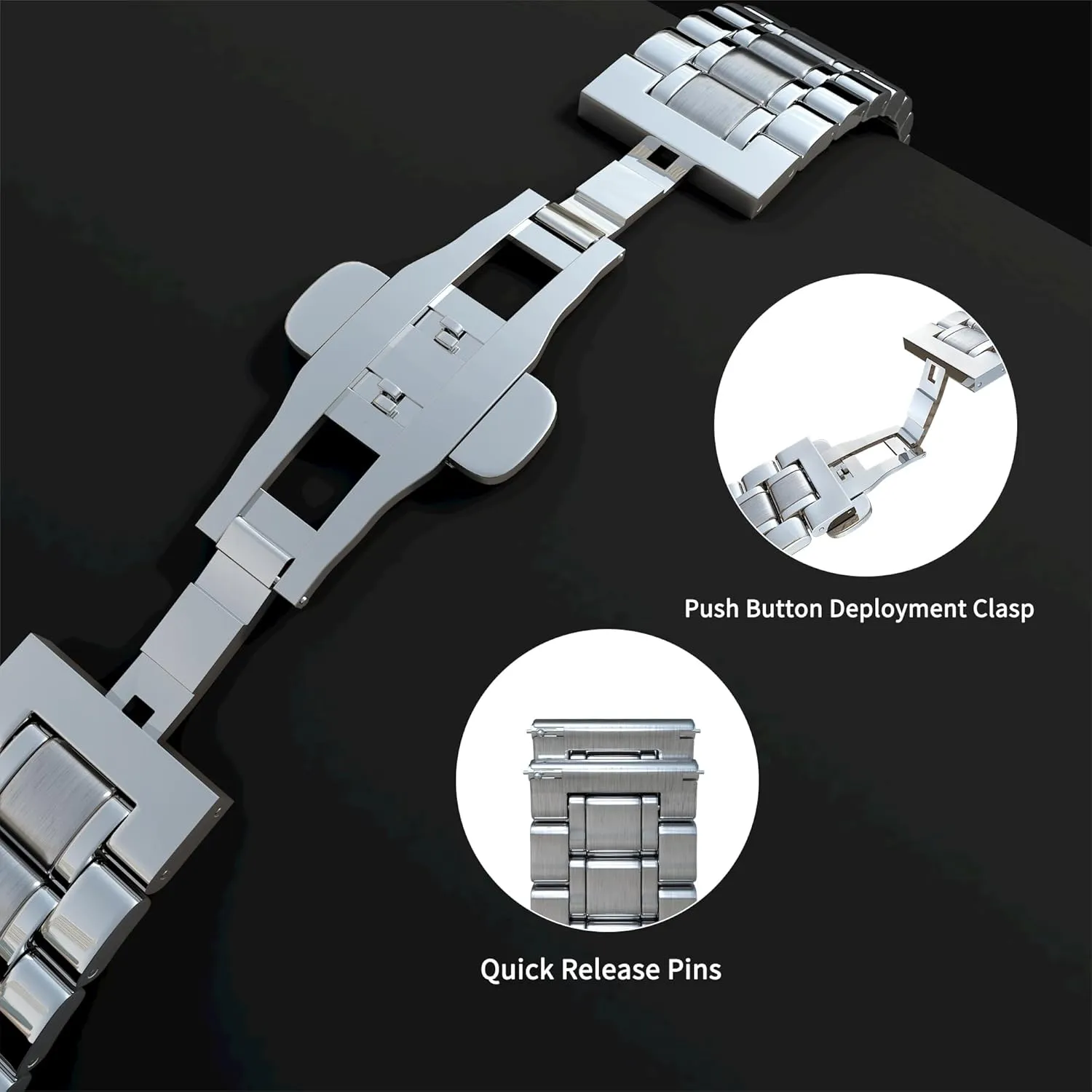 TStrap Metal Watch Band – Quick Release Watch Bands for Men Women - Stainless Steel Smart Watch Strap Bracelet Replacement Polished - 12mm ... 20mm 22mm 24mm