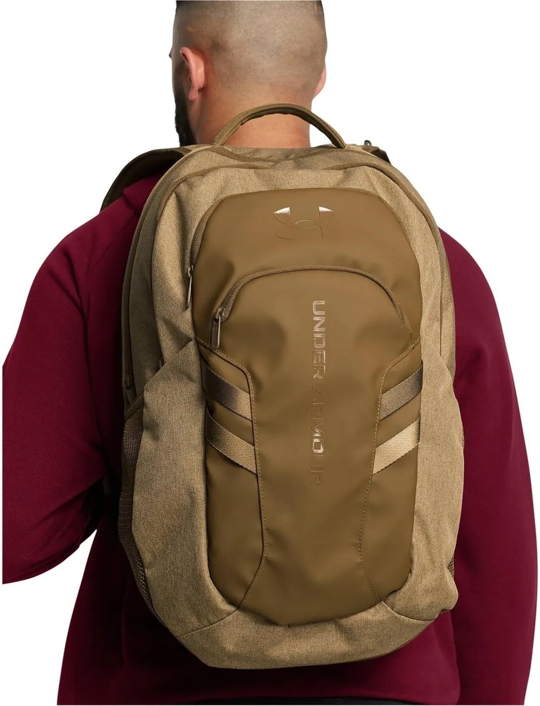 Under Armour Hustle 6.0 Pro Backpack, Coyote Brown Full Heather/Coyote/Metallic Gold, One Size Fits Most