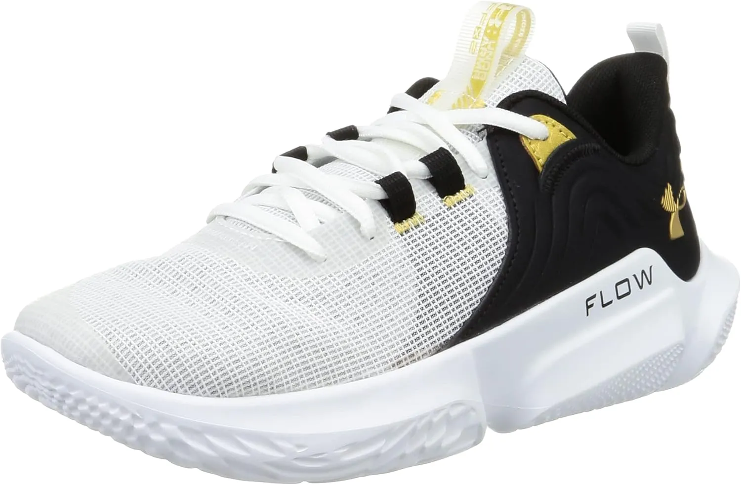 Under Armour UA FLOW FUTR X 2 Basketball Shoes, White / Black / Metallic Gold, 26.0 cm