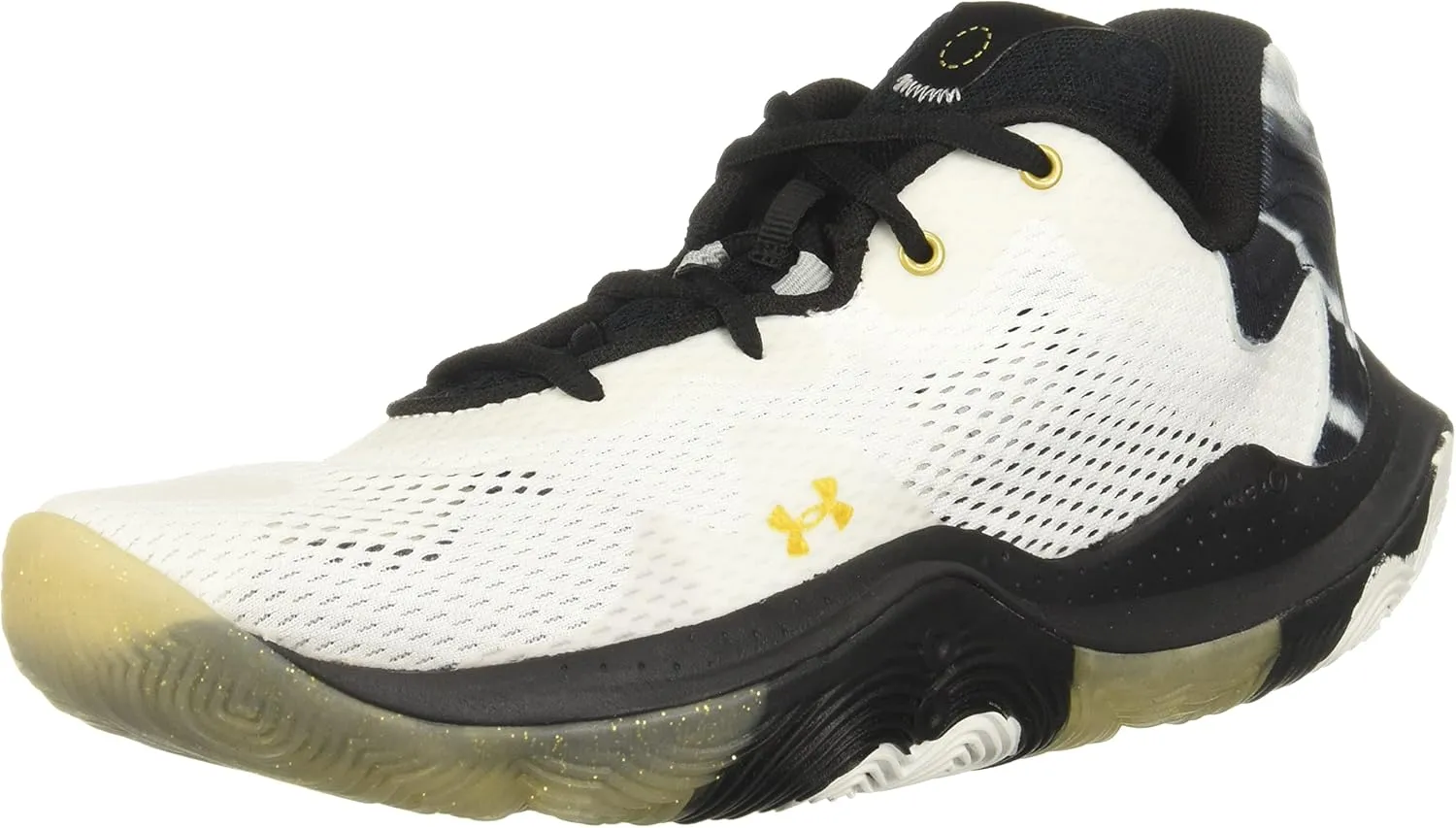 Under Armour Unisex UA Spawn 4 Basketball Shoe White/Black/Metallic Gold - 3025345-100