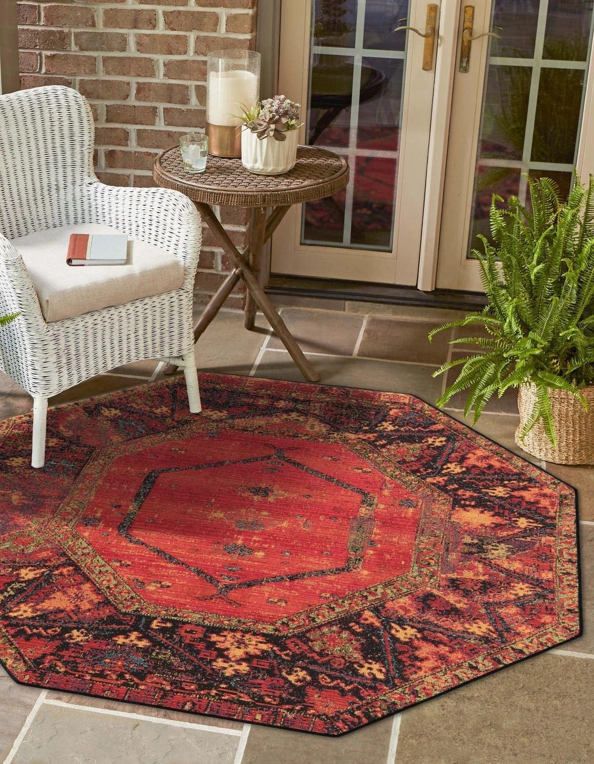 Unique Loom Outdoor Tribal Collection Area Rug - Quepos (5' 3" Octagon Multi/Black)