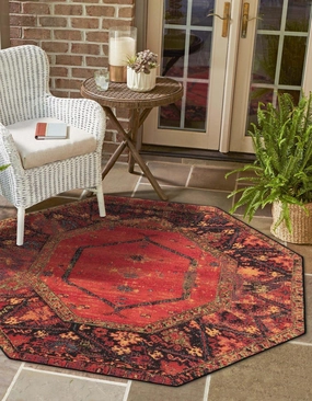 Unique Loom Outdoor Tribal Collection Area Rug - Quepos (5' 3" Octagon Multi/Black)