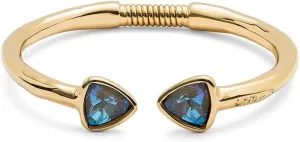 UNOde50 18K Gold-Plated Crystal Bracelet, Green Faceted Crystal, Rigid Design, SER CAMALEONICA