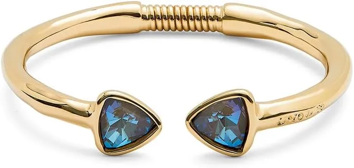 UNOde50 18K Gold-Plated Crystal Bracelet, Green Faceted Crystal, Rigid Design, SER CAMALEONICA