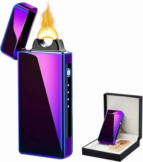 USB Rechargeable Lighter Plasma Arc Electric Metal Fashion Windproof Lighters for Women Men Smoke Festival Gift (Color : Pink)