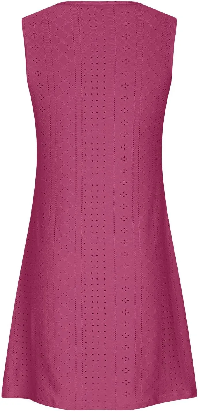 Vacation Dresses for Women 2025 Lightweight Soft Summer Sundresses Casual Cutout Sleeveless Slim Fitted Sun Dresses