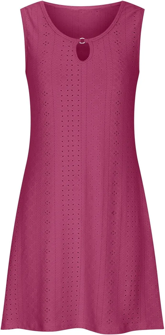 Vacation Dresses for Women 2025 Lightweight Soft Summer Sundresses Casual Cutout Sleeveless Slim Fitted Sun Dresses