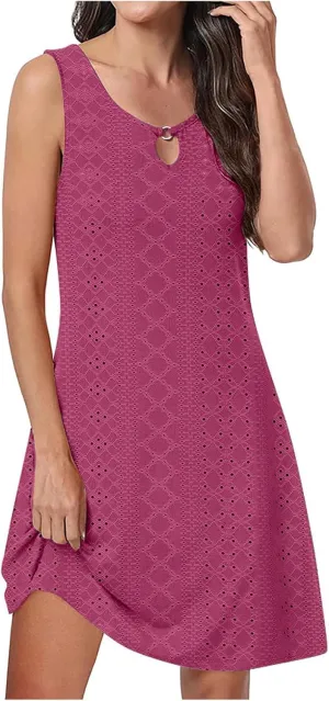 Vacation Dresses for Women 2025 Lightweight Soft Summer Sundresses Casual Cutout Sleeveless Slim Fitted Sun Dresses