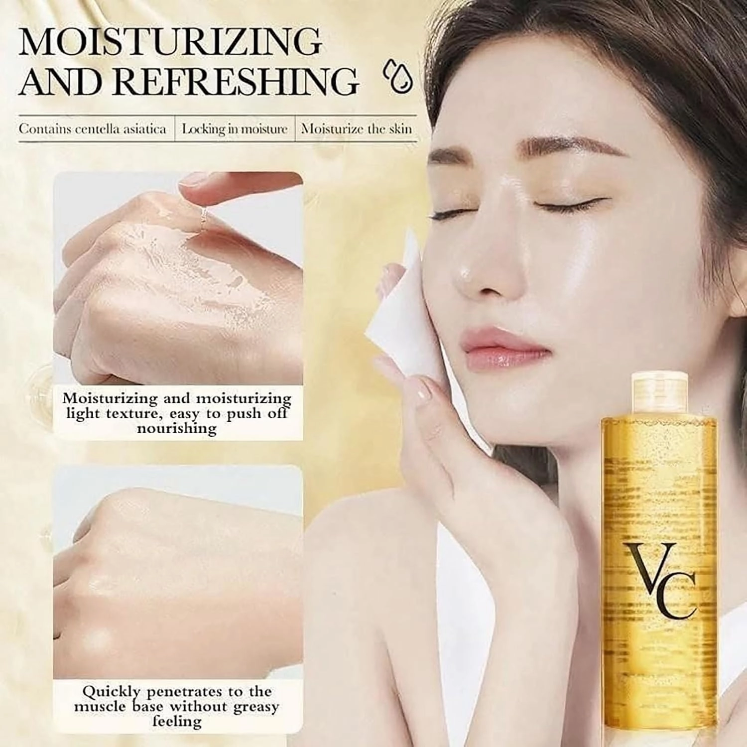 Vc Toner Intensive Brightening, VcToner Moisturizing Vitamin C, Vc Water, Refreshing Texture Easy to Absorb Leaving Skin Hydrated and Shiny, Soothes Dry (1PCS-300ML)
