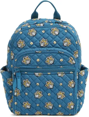 Vera Bradley Premium Cotton Small Backpack, Teal and Gold Bandana Paisley