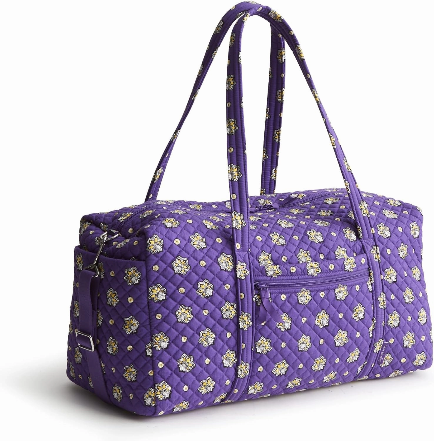 Vera Bradley Premium Cotton Large Travel Duffel Bag, Purple and Gold Bandana Paisley