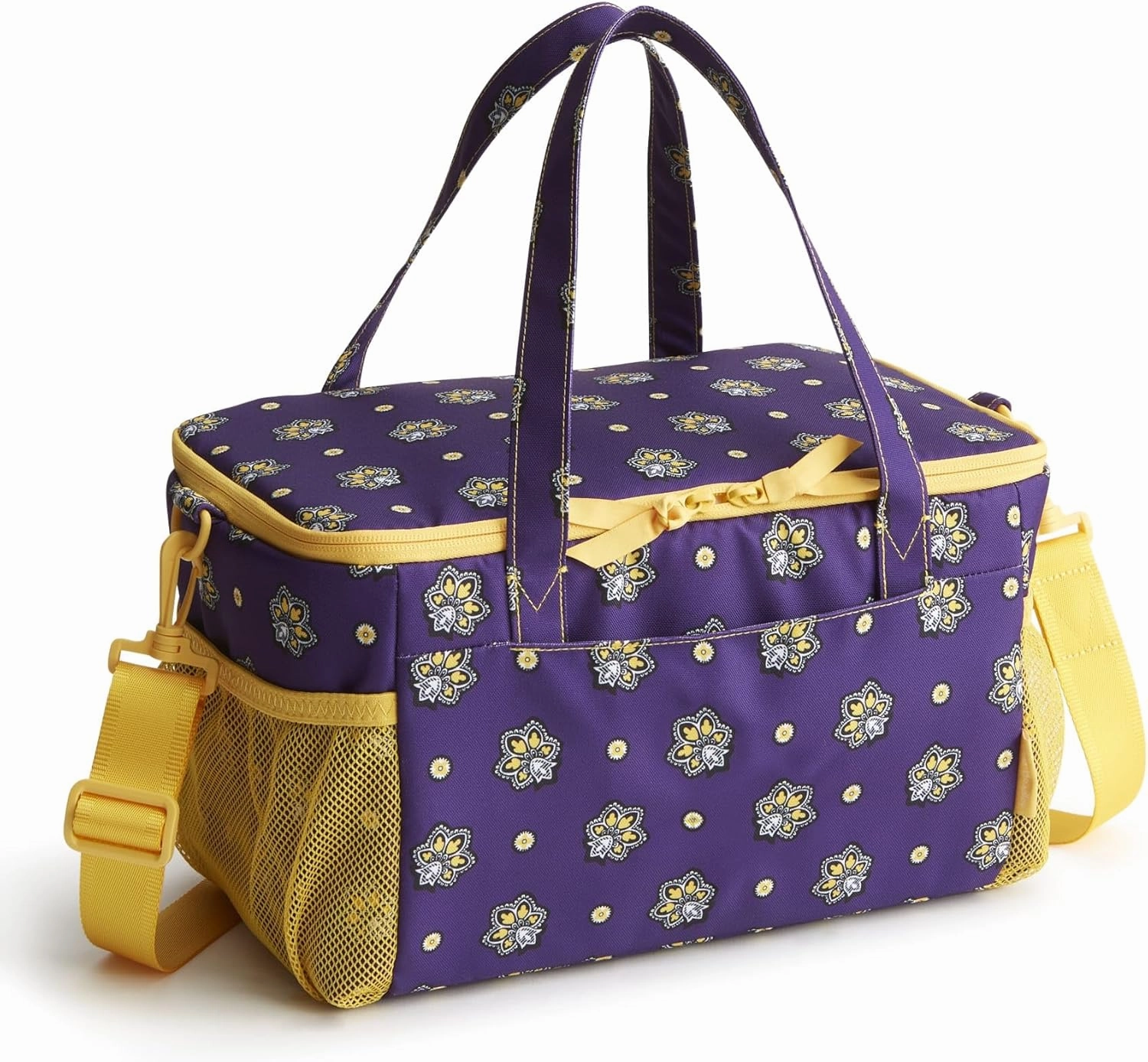 Vera Bradley Recycled Lighten Up Cooler, Purple and Gold Bandana Paisley