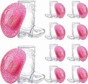 Vesici 20 Pcs Pink Mini Cowgirl Hats Western Tiny Glitter Cowboy Shot Glasses Decor Cute Space Cowgirl Hat Boot Shot Plastic Cowgirl Party Supplies Mugs for Dollhouse Decor Party Supplies