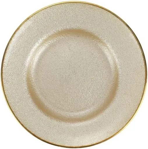 Vietri Metallic Glass Pearl Salad Plate, 8.5" D Elegant Wedding Dessert Appetizer & Sandwich Dish