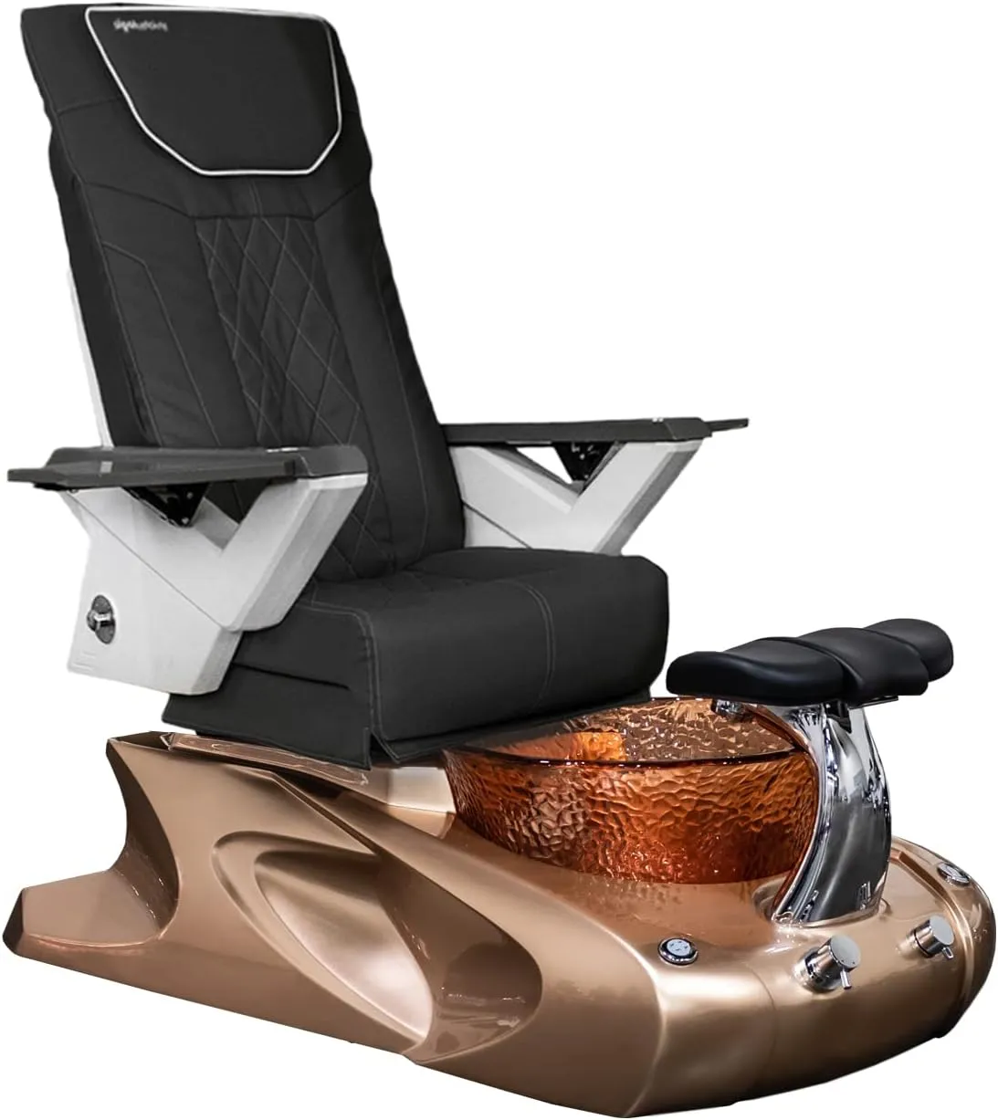 Viggo II FX Shiatsulogic Pedicure Chair Metallic Gold Stylish Pedicure Tub w/Discharge Pump & Pipe-Less Magnetic Jet Pedicure Spa, Black Cover Set