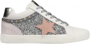 Vintage Havana Womens Bounce Metallic Glitter Lace Up Sneakers Shoes Casual - Pink, Silver, White