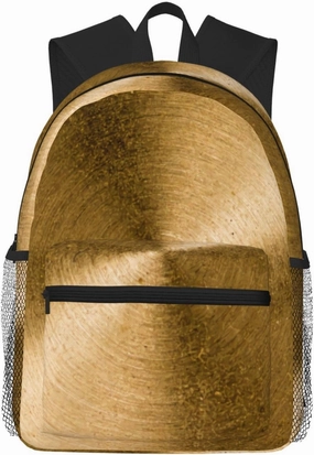 Vintage Spun Brass Gold Metallic Metal Round Lightweight Packable Backpack Travel Casual Hiking Daypack Foldable Backpack For Men Women