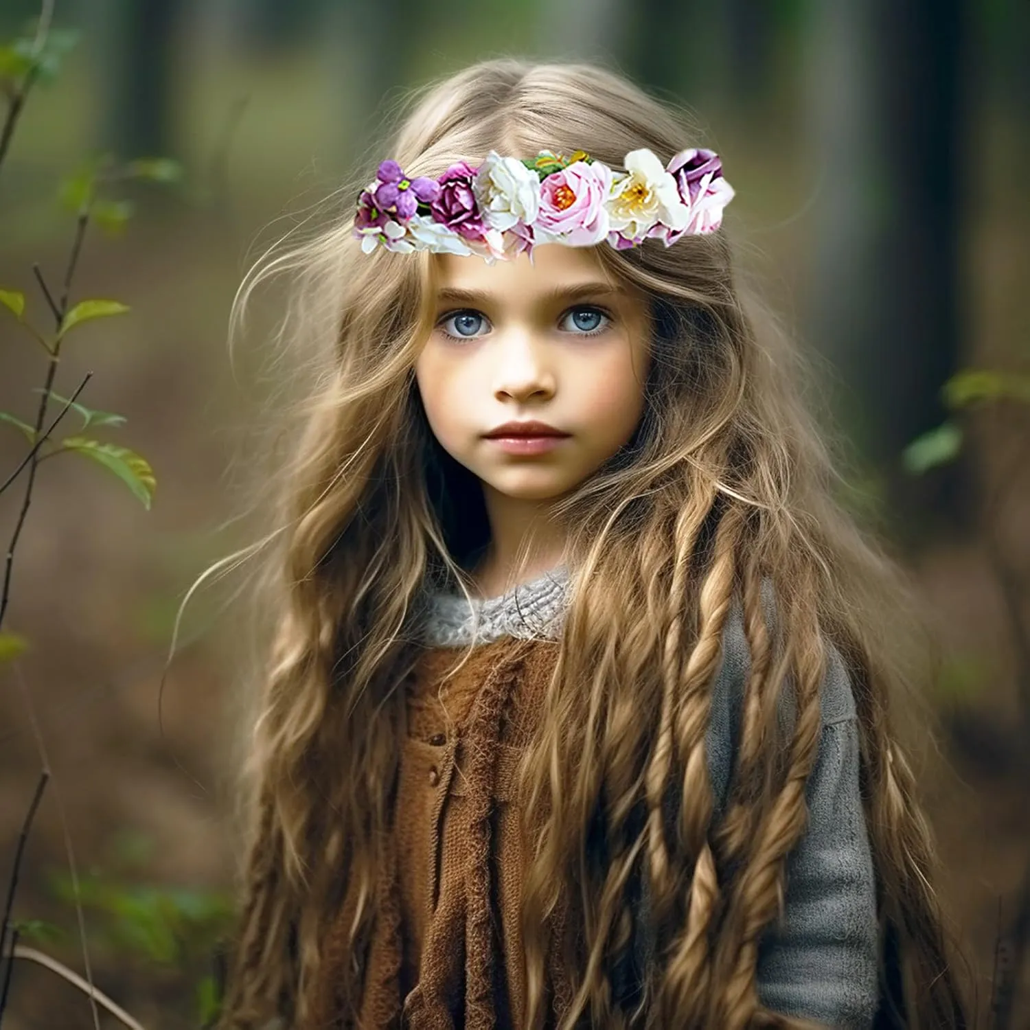 Vivivalue Women Flower Crown Rose Floral Headband Hair Wreath Flower Headpiece Halo Boho with Ribbon Wedding Party Festival Photos