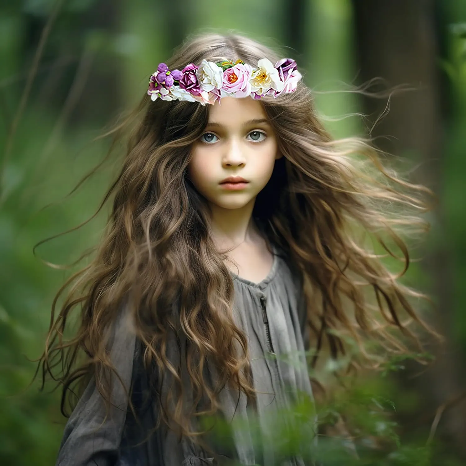 Vivivalue Women Flower Crown Rose Floral Headband Hair Wreath Flower Headpiece Halo Boho with Ribbon Wedding Party Festival Photos