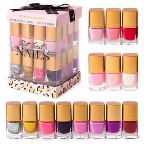 VOTUM Tahari Classic Colors 14-Piece Nail Elegance Nail Polish Set (Each Bottle: 0.25 fl oz) in a Pink Gift Box