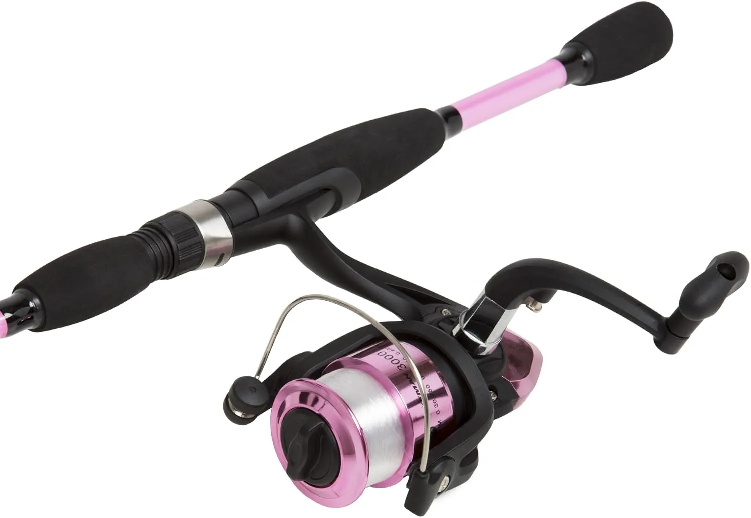 Wakeman Fishing Rod and Reel Combo - 2pc Strike Series Medium Action 78-Inch Spinning Reel Fishing Pole - Angling Gear for Bass and Trout, 6'6", Silver Metallic